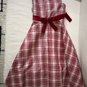 Bonnie Jean Red Plaid Fabric with Bow Accent